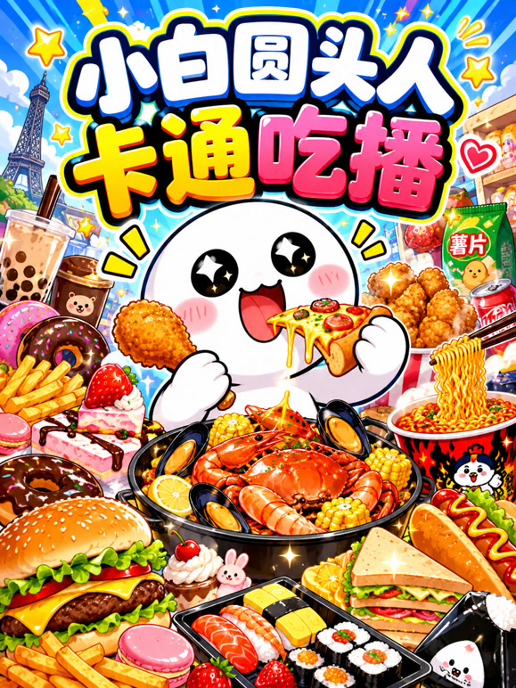 《小白圆头人卡通吃播》完整版免费在线观看